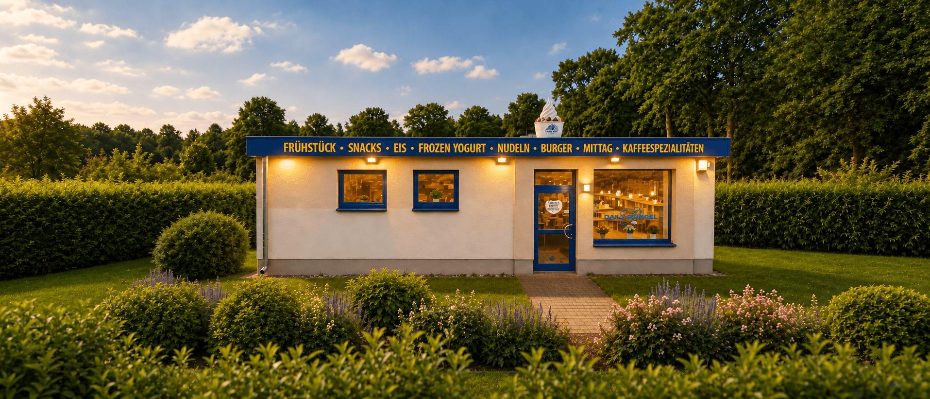 Heller Gastraum des Café Daily Bürgel